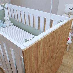 Quarto de Bebê Guarda Roupa 3 Portas e Berço Mini Cama 100% MDF Nina  - 16