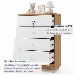 Quarto de Bebê Cômoda Berço e Guarda Roupa com Colchão Nina - 15 Quarto de Bebê Cômoda Berço e Guarda Roupa com Colchão Nina - 15