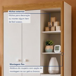 Quarto de Bebê Cômoda Berço e Guarda Roupa com Colchão Nina - 11 Quarto de Bebê Cômoda Berço e Guarda Roupa com Colchão Nina - 11