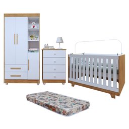 Quarto de Bebê Cômoda Berço e Guarda Roupa com Colchão Nina - 2 Quarto de Bebê Cômoda Berço e Guarda Roupa com Colchão Nina - 2