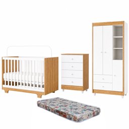 Quarto de Bebê Cômoda Berço e Guarda Roupa com Colchão Nina - 2 Quarto de Bebê Cômoda Berço e Guarda Roupa com Colchão Nina - 2