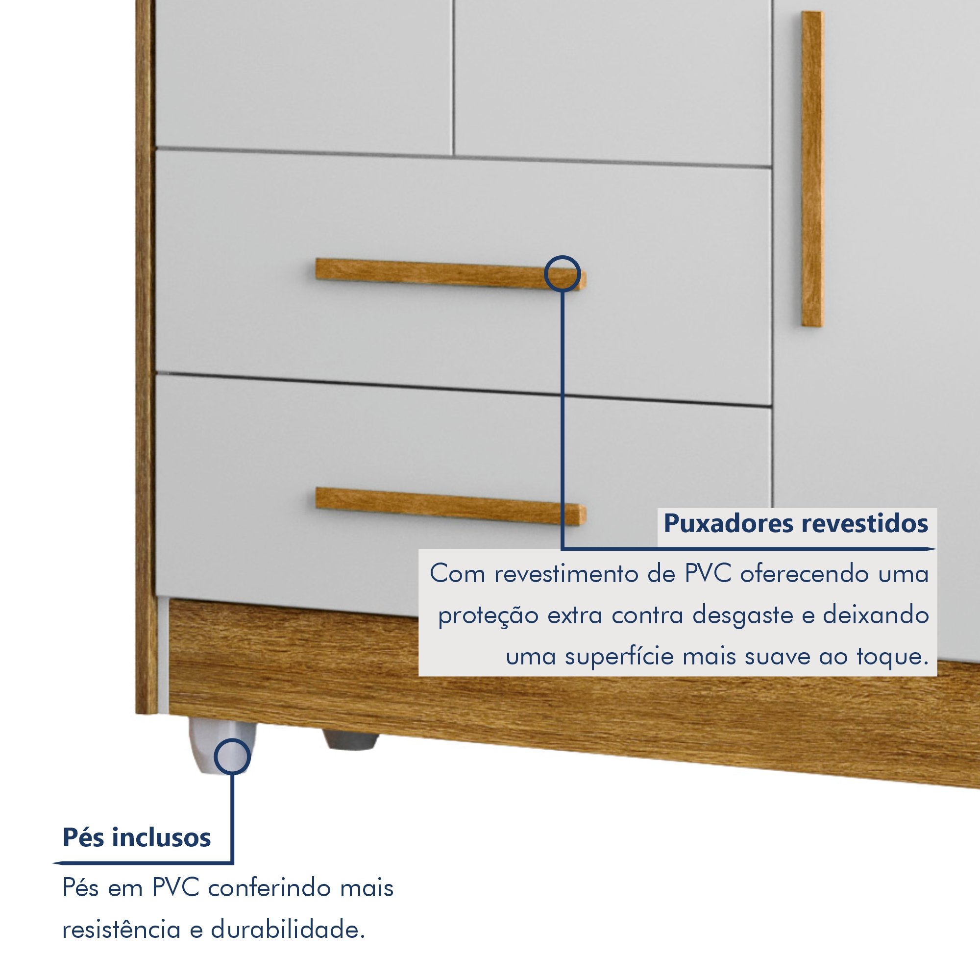 Quarto de Bebê Guarda Roupa 3 Portas e Berço Mini Cama 100% MDF com Colchão Nina  - 9