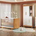 Ver imagem 1 de Quarto de Bebê Guarda Roupa 3 Portas e Berço Mini Cama 100% MDF com Colchão Nina