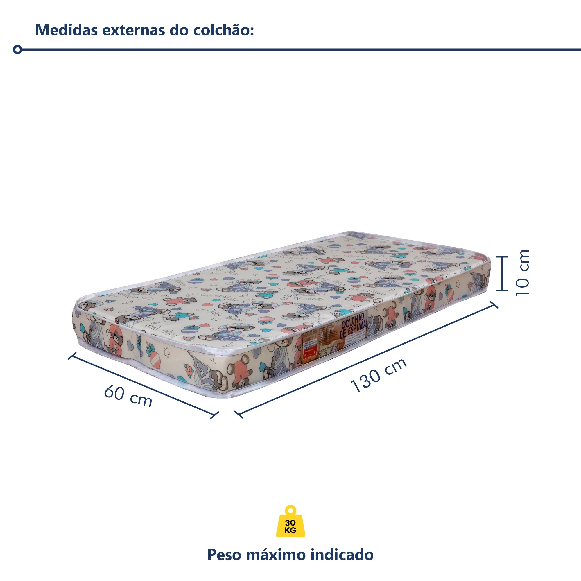 Quarto de Bebê Guarda Roupa 3 Portas e Berço Mini Cama 100% MDF com Colchão Nina  - 15