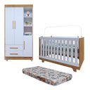 Ver imagem 2 de Quarto de Bebê Guarda Roupa 3 Portas e Berço Mini Cama 100% MDF com Colchão Nina