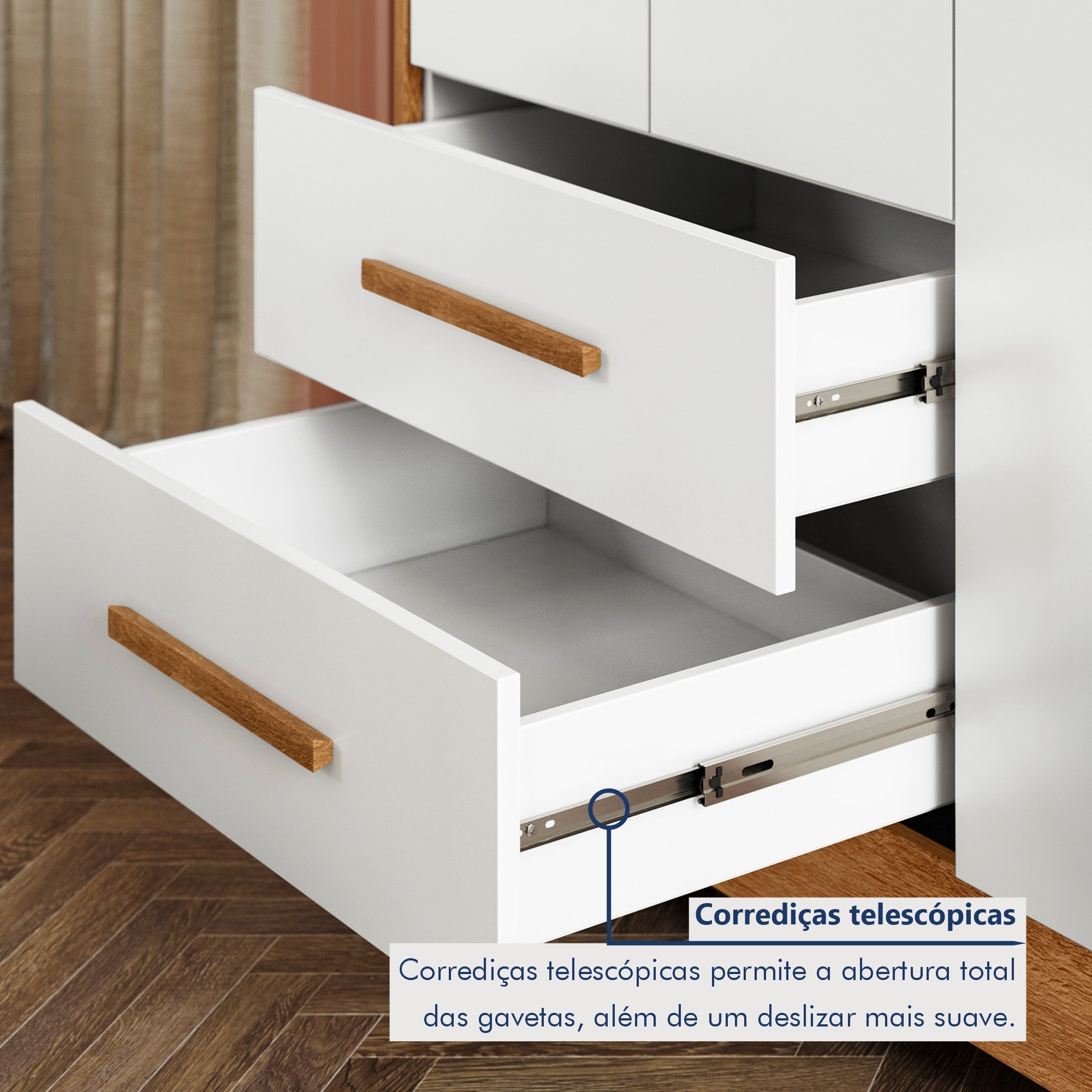 Quarto de Bebê Guarda Roupa 3 Portas e Berço Mini Cama 100% MDF com Colchão Nina  - 11