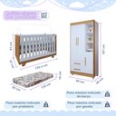 Ver imagem 3 de Quarto de Bebê Guarda Roupa 3 Portas e Berço Mini Cama 100% MDF com Colchão Nina