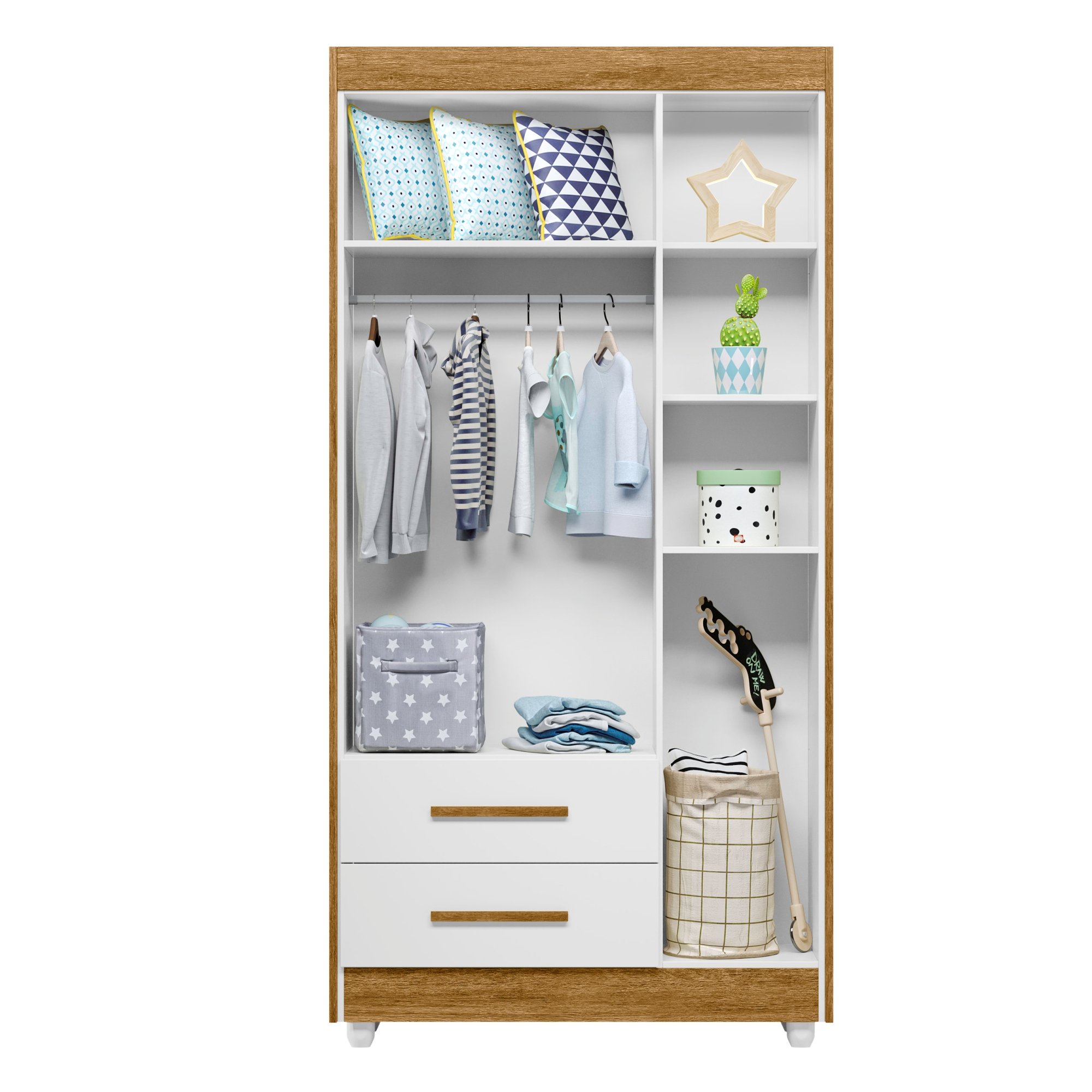 Quarto de Bebê Guarda Roupa 3 Portas e Berço Mini Cama 100% MDF com Colchão Nina  - 18