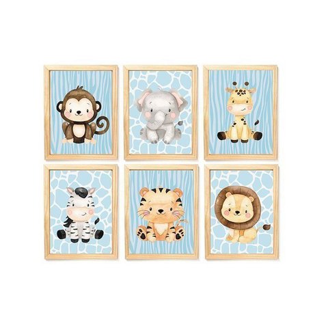 Kit Quadro Safari Decorativo Quarto Menino Criança Bebê