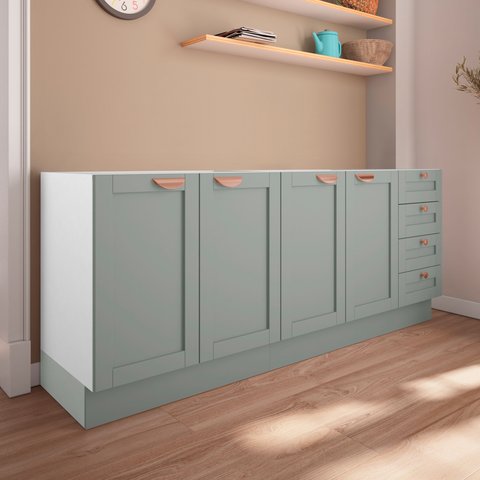 Cozinha Modulada 2 Peças sem Tampo 2 Balcões CabeCasa MadeiraOriginals Verde/Branco/Menta