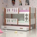 Ver imagem 1 de Beliche Infantil Solteiro Ônix com Cama Auxiliar - Branco Mel - Divaloto Móveis