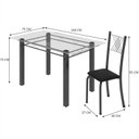 Ver imagem 3 de Conjunto de Jantar Mesa 140x75cm Tampo de Vidro Incolor com 6 Cadeiras Sara Yescasa Prata/Preto Liso/Mart