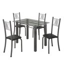 Ver imagem 2 de Conjunto de Jantar Mesa 100x60cm Tampo de Vidro Incolor com 4 Cadeiras Sara Yescasa Prata/Preto Liso/Mart