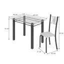 Ver imagem 3 de Conjunto de Jantar Mesa 100x60cm Tampo de Vidro Incolor com 4 Cadeiras Sara Yescasa Prata/Branco Liso/Mart