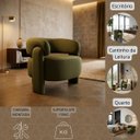 Ver mais imagens de Poltrona Curva Orgânica Moderna Linho Verde Oliva Linha Premium Sala Quarto Recepção Escritório Prem