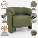Ver imagem 6 de Poltrona Curva Orgânica Moderna Linho Verde Oliva Linha Premium Sala Quarto Recepção Escritório Prem