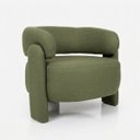 Ver imagem 5 de Poltrona Curva Orgânica Moderna Linho Verde Oliva Linha Premium Sala Quarto Recepção Escritório Prem