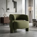Ver imagem 1 de Poltrona Curva Orgânica Moderna Linho Verde Oliva Linha Premium Sala Quarto Recepção Escritório Prem