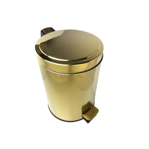 Lixeira Dourada em Aço Inox para Banheiro Com Pedal 5L Novo Design
