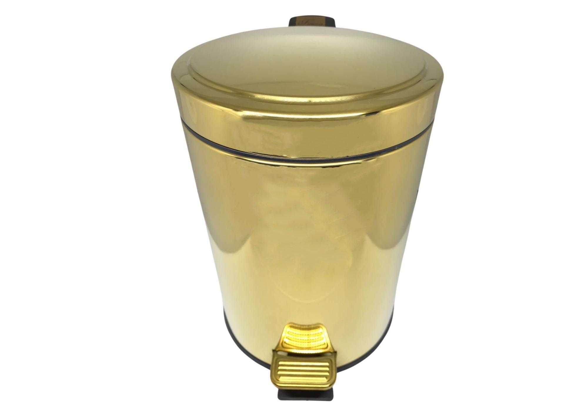 Lixeira Dourada em Aço Inox para Banheiro Com Pedal 5L Novo Design - 2
