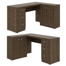 Mesa para Escritório em L com 3 Gavetas e Armários Me4100  - 5