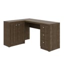 Ver imagem 3 de Escrivaninha Mesa Escritório em L com e Armários ME4100 3 Gavetas 136cm Nogal Marrom
