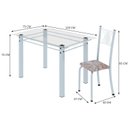 Ver imagem 3 de Conjunto de Jantar Mesa 120x75cm Tampo de Vidro Incolor com 4 Cadeiras Sara Yescasa Branco/Botanic Bege