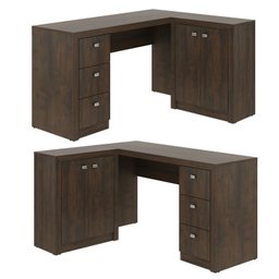 Mesa para Escritório em L com 3 Gavetas e Armários Me4100  - 5