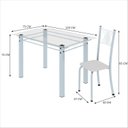 Ver imagem 3 de Conjunto de Jantar Mesa 120x75cm Tampo de Vidro Incolor com 4 Cadeiras Sara Yescasa Branco/Liso