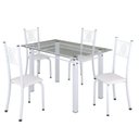 Ver imagem 2 de Conjunto de Jantar Mesa 120x75cm Tampo de Vidro Incolor com 4 Cadeiras Sara Yescasa Branco/Liso