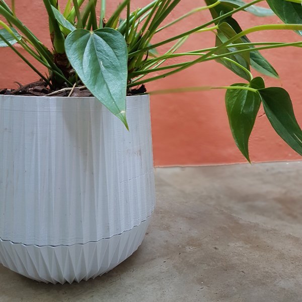 Vaso de plantas Cesto - prato embutido - Branco marmorizado - 3