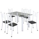 Ver imagem 2 de Conjunto de Jantar Mesa 140x75cm Tampo de Vidro Incolor com 6 Cadeiras Sara Yescasa