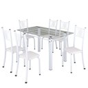 Ver imagem 2 de Conjunto de Jantar Mesa 140x75cm Tampo de Vidro Incolor com 6 Cadeiras Sara Yescasa Branco/Liso