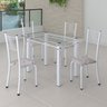 Conjunto de Jantar Mesa 100x60cm Tampo de Vidro Incolor com 4 Cadeiras Sara Yescasa - 1