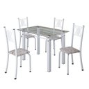 Ver imagem 2 de Conjunto de Jantar Mesa 100x60cm Tampo de Vidro Incolor com 4 Cadeiras Sara Yescasa