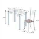 Ver imagem 3 de Conjunto de Jantar Mesa 100x60cm Tampo de Vidro Incolor com 4 Cadeiras Sara Yescasa Branco/Botanic Bege