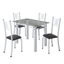 Ver imagem 2 de Conjunto de Jantar Mesa 100x60cm Tampo de Vidro Incolor com 4 Cadeiras Sara Yescasa