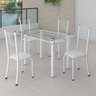 Conjunto de Jantar Mesa 100x60cm Tampo de Vidro Incolor com 4 Cadeiras Sara Yescasa - 1