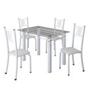 Ver imagem 2 de Conjunto de Jantar Mesa 100x60cm Tampo de Vidro Incolor com 4 Cadeiras Sara Yescasa