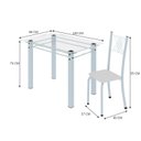 Ver imagem 3 de Conjunto de Jantar Mesa 100x60cm Tampo de Vidro Incolor com 4 Cadeiras Sara Yescasa