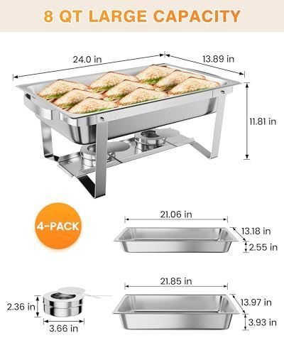 Takywep Conjunto de Rechaud 8qt Aço Inox para Buffet e Eventos - 4