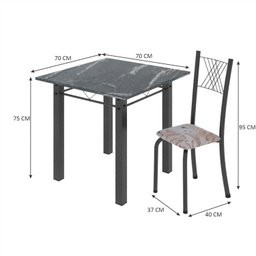 Conjunto de Jantar Mesa 70x70cm Tampo de Granito Topázio com 4 Cadeiras Sara Yescasa - 3