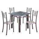 Ver imagem 2 de Conjunto de Jantar Mesa 70x70cm Tampo de Granito Topázio com 4 Cadeiras Sara Yescasa Prata/Botanic Bege/Mart