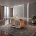 Ver imagem 6 de Mesa para Sala de Jantar Ellis 180cm Moderna Mobília Cinamomo com Champanhe-champanhe