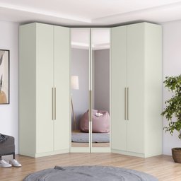 Guarda-roupa Modulado 189,5 X 189,5cm Casal de Canto Closet com Espelho 6 Portas 6 Gavetas Seletto H - 1