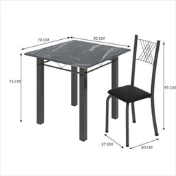 Conjunto de Jantar Mesa 70x70cm Tampo de Granito Topázio com 4 Cadeiras Sara Yescasa - 3