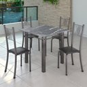 Ver mais imagens de Conjunto de Jantar Mesa 70x70cm 4 Cadeiras Tampo Granito Sara Preto Liso/Mart Prata Yescasa