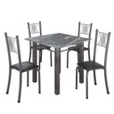 Ver imagem 2 de Conjunto De Jantar Mesa 70x70cm 4 Cadeiras Tampo Granito Sara Preto Liso/Mart Prata Yescasa
