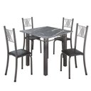 Ver imagem 2 de Conjunto de Jantar Mesa 70x70cm 4 Cadeiras Tampo Granito Sara Preto Liso/Mart Prata Yescasa
