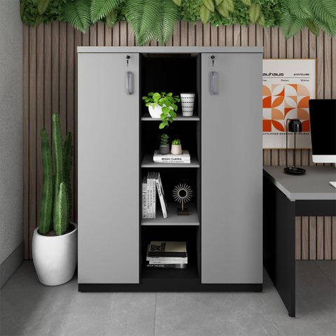 Armário Alto Escritório 120cm 2 Portas 9 Prateleiras F5